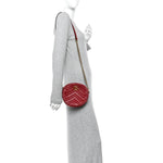 Glazed Calfskin Matelasse Heart Mini GG Marmont Round Shoulder Bag Romantic Cerise
