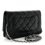 Caviar Quilted Wallet on Chain WOC Black