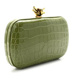 Alligator Knot Clutch Tea Leaf
