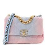 Denim Quilted Medium Chanel 19 Flap Blue Pink