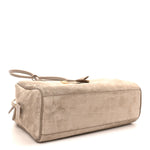 Suede Calfskin Large Perfect Bowling Bag Grey