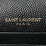 Grain De Poudre Matelasse Chevron Monogram Envelope Chain Wallet Black