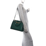 Grainy Calfskin Medium Zumi Top Handle Bag Vintage Green