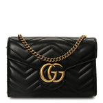 Calfskin Matelasse GG Marmont Chain Wallet Black
