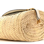Raffia Grain Calfskin Medium Marcie Basket White