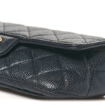Caviar Quilted Glasses Case With Chain Black