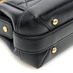 Shiny Lambskin Quilted Mini Cocodoc Top Handle Bag Black