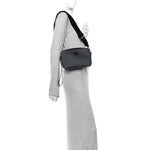 GG Supreme Monogram Azalea Calfskin Retro Interlocking G Wristlet Shoulder Bag Black
