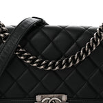 Calfskin Quilted Medium Boy Flap Black