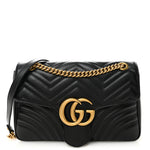 Calfskin Matelasse Medium GG Marmont Shoulder Bag Black