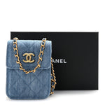 Denim Quilted Flap Mini Crossbody Blue