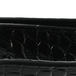 Shiny Calfskin Logo Crocodile Embossed Ville Wallet on Chain Black