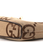 Monogram Jumbo GG Textured Dollar Calfskin Web Wristlet Messenger Bag Camel Ebony New Acero