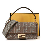 Wool Vitello King Houndstooth FF Embroidered Baguette Beige Moro