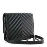 Aged Calfskin Chevron Quilted Reissue 2.55 Square Wallet On Chain WOC So Black