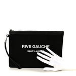Linen Canvas Rive Gauche Zipped Pouch Black