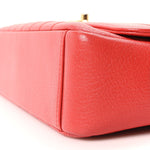 Shiny Goatskin Diagonal Quilted Small Flap Red