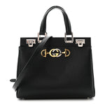 Grainy Calfskin Small Zumi Top Handle Bag Black