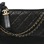 Aged Calfskin Quilted New Medium Gabrielle Hobo Black