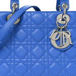 Lambskin Cannage Medium Lady Dior Blue Persan