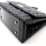Vernis Flower Quilted Twist Shoulder Bag GM Black