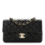 Lambskin Quilted Mini Rectangular Flap Black