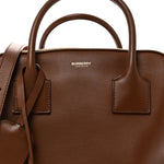 Smooth Calfskin Canvas Medium Cube Bowling Bag Malt Brown