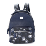 Calfskin Visetos Floral Leopard Klassik Small Stark Backpack Blue Black