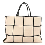 Canvas Maxi Intrecciato Large Arco Tote Beige Black