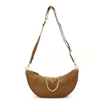 Re-Nylon Saffiano Demi-lune Shoulder Bag Brown
