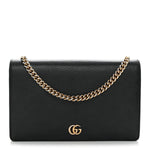 Calfskin Mini GG Marmont Chain Wallet Black