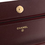 Shiny Caviar Quilted Strass Wallet On Chain WOC Bordeaux