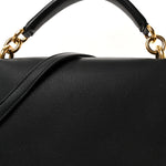 Calfskin Embossed Medium Margot Top Handle Satchel Black