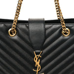 Grain De Poudre Matelasse Chevron Monogram Shopping Bag Black