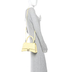 Calfskin Crocodile Embossed Small Hourglass Top Handle Bag Pale Yellow