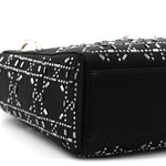 Satin Crystal Cannage Mini Lady Dior Black