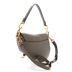 Grained Calfskin Saddle Bag With Strap Clay Green