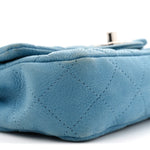 Iridescent Caviar Quilted Extra Mini Flap Light Blue
