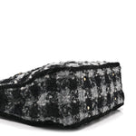 Tweed Shearling Quilted Lambskin Shopping Tote  Black Grey