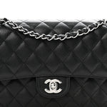 Caviar Quilted Medium Double Flap Black