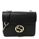 Dollar Calfskin Small Interlocking G Shoulder Bag Black