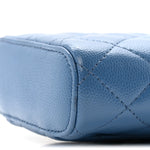 Caviar Quilted Phone Holder With Chain Blue