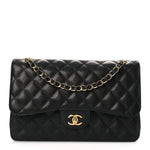 Caviar Quilted Jumbo Double Flap Black
