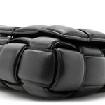 Lambskin Maxi Intreccio Padded Chain Cassette Crossbody Bag Black
