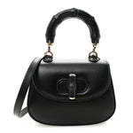 Boarded Dyana Lux Calfskin Mini Bamboo 1947 Top Handle Bag Black