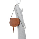 Calfskin Medium Marcie Round Crossbody Bag Tan