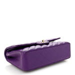 Caviar Quilted Medium Double Flap Purple