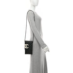 Calfskin Quilted Cambon Crossbody Messenger Black White