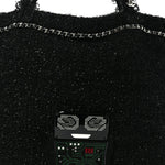 Tweed Resin Strass Large Robot Shopping Bag Black