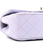 Lambskin Quilted Mini Top Handle Rectangular Flap Light Purple